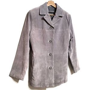 New York & Company Suede Leather Gray Jacket Size MED